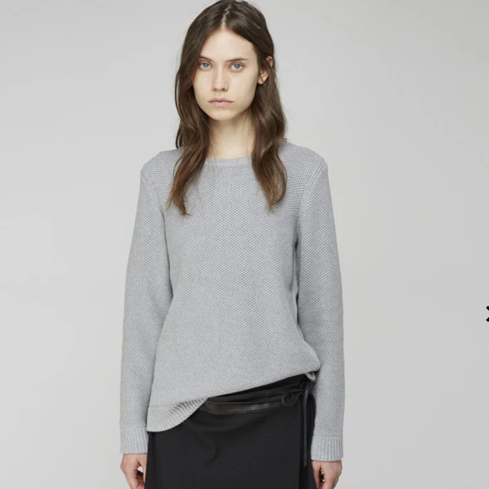 Rag‎ & Bone Standard Issue Gray Rita Boyfriend Waffle Knit Sweater Pullover Sz M